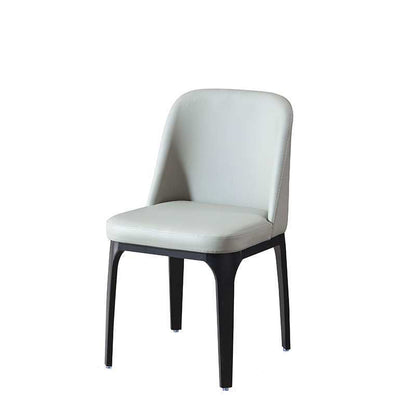 Contemporary Scandinavian Rectangular Square Rounded Leather Metal Dining Chair Backrest For Dining Room