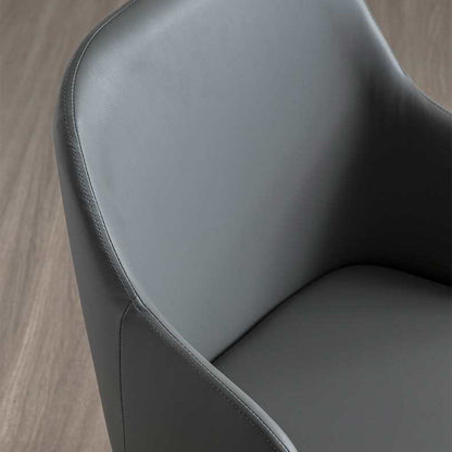 Contemporary Scandinavian Rectangular Square Rounded Leather Metal Dining Chair Backrest For Dining Room