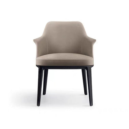 Contemporary Scandinavian Trapezoidal Square Curved PU Leather Solid Wood Dining Chair Backrest Armrest For Dining Room