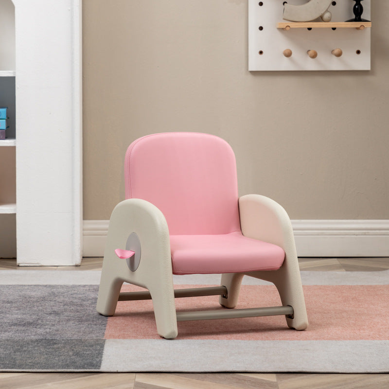 Modern Minimalist Kids Square Trapezoid Liftable PU Leather Metal Low Stool For Living Room