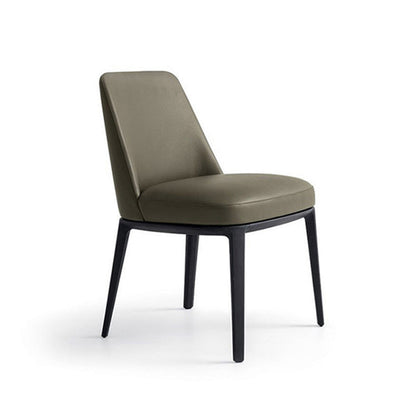 Contemporary Scandinavian Square Trapezoidal Artificial Leather Solid Wood Dining Chair Backrest Armless For Dining Room