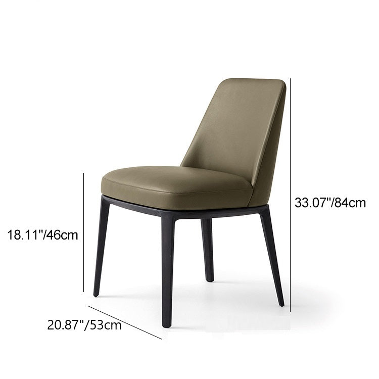 Contemporary Scandinavian Square Trapezoidal Artificial Leather Solid Wood Dining Chair Backrest Armless For Dining Room