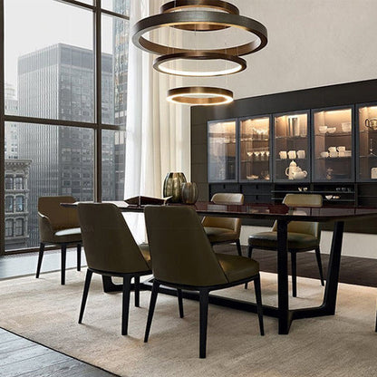 Contemporary Scandinavian Square Trapezoidal Artificial Leather Solid Wood Dining Chair Backrest Armless For Dining Room