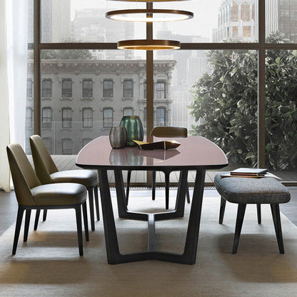 Contemporary Scandinavian Square Trapezoidal Artificial Leather Solid Wood Dining Chair Backrest Armless For Dining Room