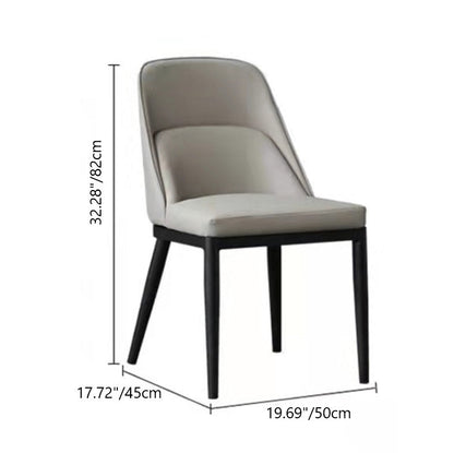 Contemporary Scandinavian Trapezoidal Square Curved Leather Metal Dining Chair Backrest Armless For Dining Room