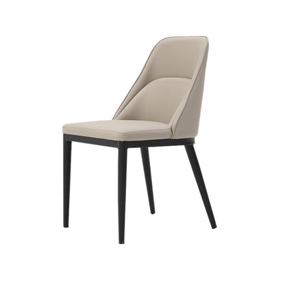 Contemporary Scandinavian Trapezoidal Square Curved Leather Metal Dining Chair Backrest Armless For Dining Room
