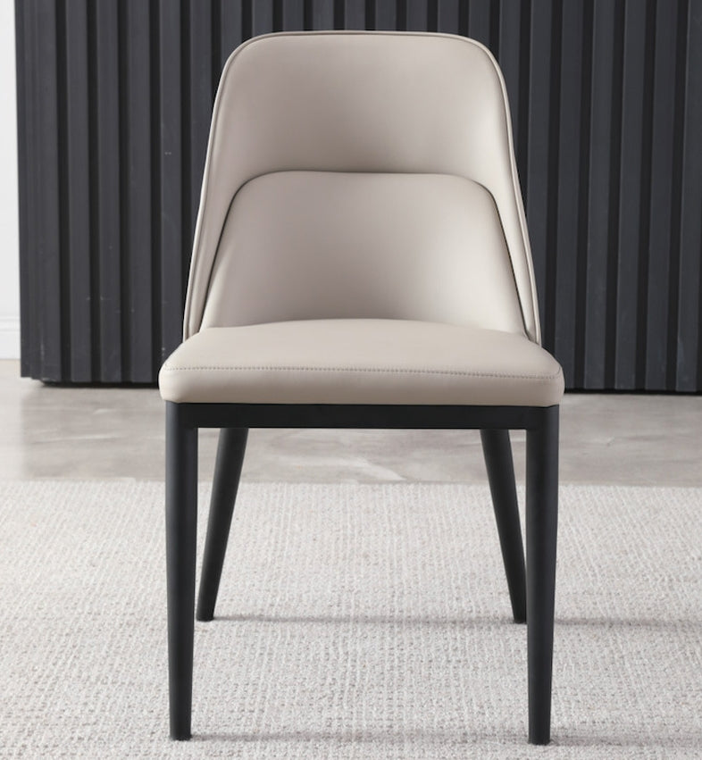 Contemporary Scandinavian Trapezoidal Square Curved Leather Metal Dining Chair Backrest Armless For Dining Room