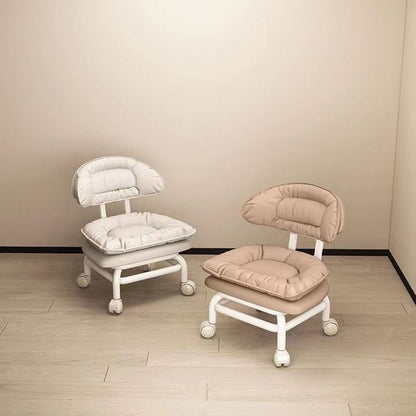 Modern Minimalist Curved Square Swivel Mobile Pulley Napa Leather Metal Chair Backrest For Living Room