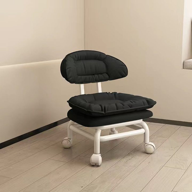 Modern Minimalist Curved Square Swivel Mobile Pulley Napa Leather Metal Chair Backrest For Living Room