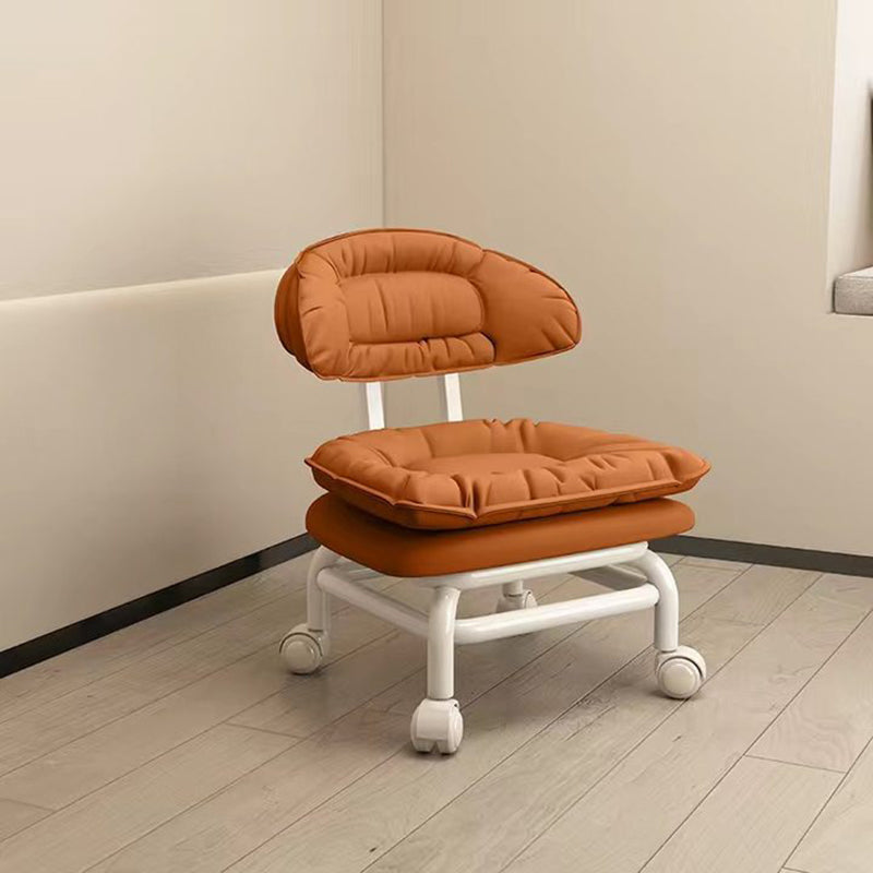 Modern Minimalist Curved Square Swivel Mobile Pulley Napa Leather Metal Chair Backrest For Living Room