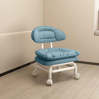 Modern Minimalist Curved Square Swivel Mobile Pulley Napa Leather Metal Chair Backrest For Living Room