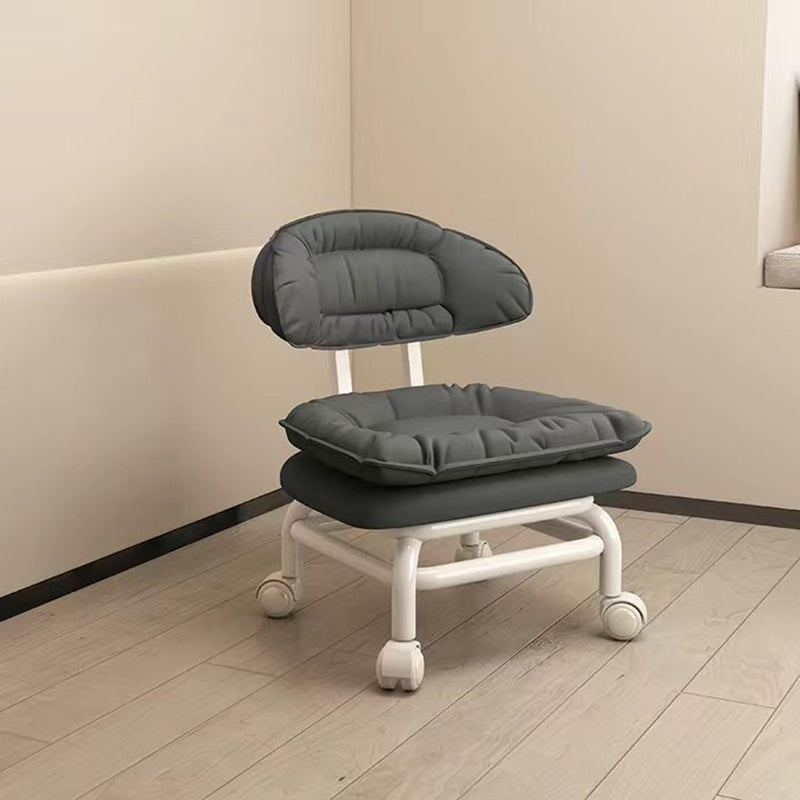 Modern Minimalist Curved Square Swivel Mobile Pulley Napa Leather Metal Chair Backrest For Living Room