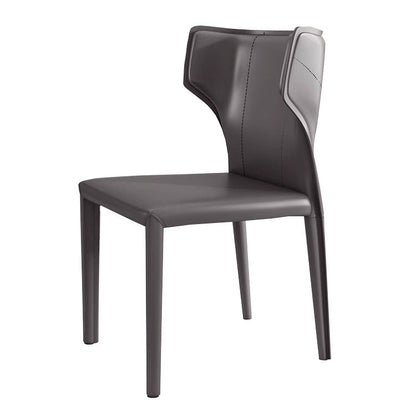 Contemporary Scandinavian Large Bullhead Square Saddle Leather Metal Dining Chair Backrest Armless For Dining Room