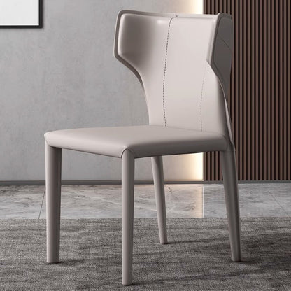 Contemporary Scandinavian Large Bullhead Square Saddle Leather Metal Dining Chair Backrest Armless For Dining Room