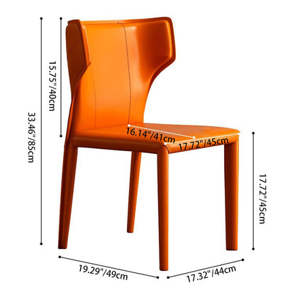 Contemporary Scandinavian Large Bullhead Square Saddle Leather Metal Dining Chair Backrest Armless For Dining Room