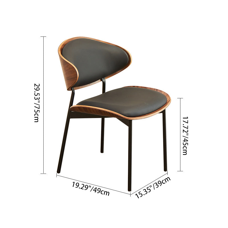 Modern Luxury Curved Square  Microfiber Leather  Metal Dining Chair Backrest Armless For Dining Room