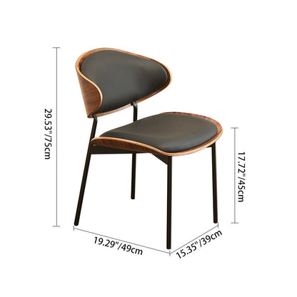 Modern Luxury Curved Square  Microfiber Leather  Metal Dining Chair Backrest Armless For Dining Room