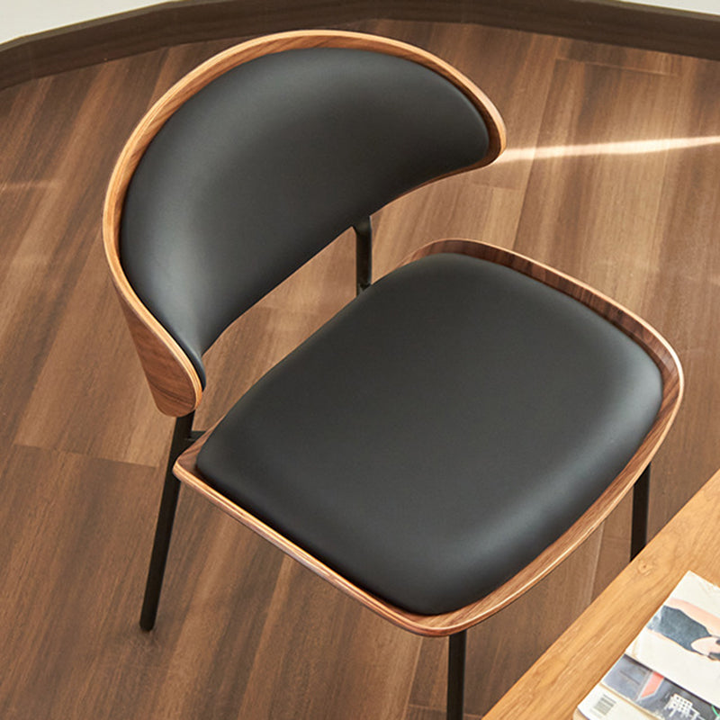 Modern Luxury Curved Square  Microfiber Leather  Metal Dining Chair Backrest Armless For Dining Room