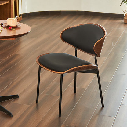 Modern Luxury Curved Square  Microfiber Leather  Metal Dining Chair Backrest Armless For Dining Room