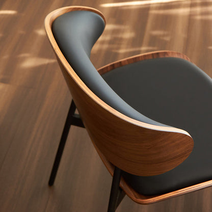 Modern Luxury Curved Square  Microfiber Leather  Metal Dining Chair Backrest Armless For Dining Room