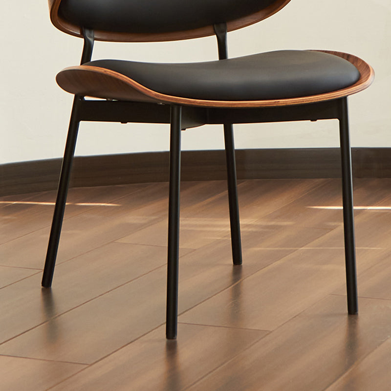 Modern Luxury Curved Square  Microfiber Leather  Metal Dining Chair Backrest Armless For Dining Room