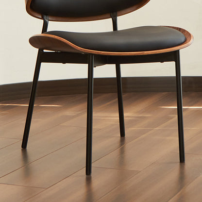 Modern Luxury Curved Square  Microfiber Leather  Metal Dining Chair Backrest Armless For Dining Room