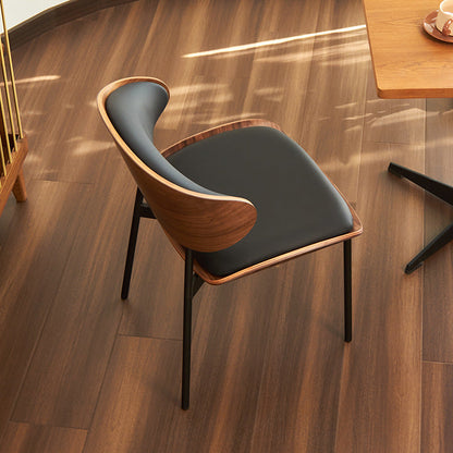 Modern Luxury Curved Square  Microfiber Leather  Metal Dining Chair Backrest Armless For Dining Room