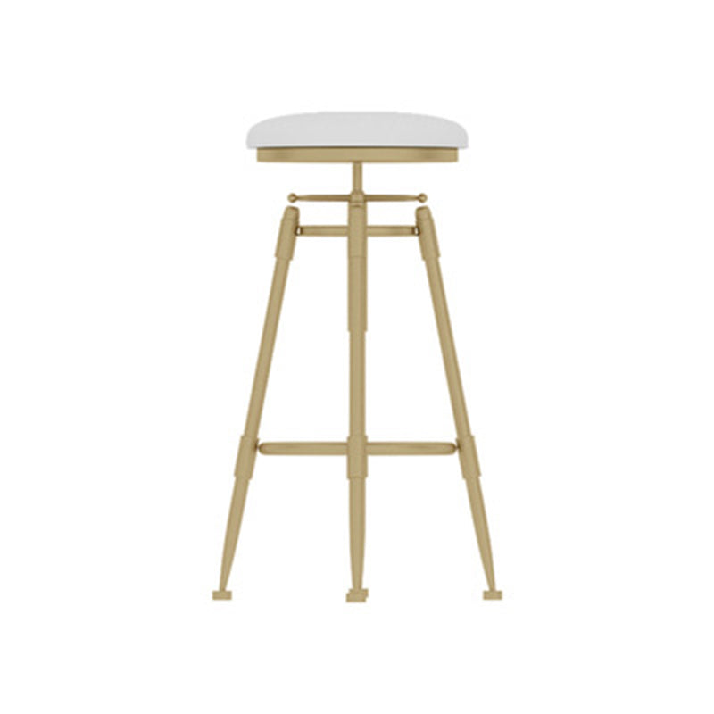 Contemporary Scandinavian Round Triangle Support Liftable Faux Leather Textured Iron Solid Wood Bar Stool Backrest Armless For Dining Room