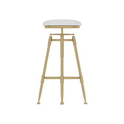 Contemporary Scandinavian Round Triangle Support Liftable Faux Leather Textured Iron Solid Wood Bar Stool Backrest Armless For Dining Room