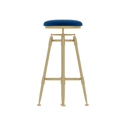 Contemporary Scandinavian Round Triangle Support Liftable Faux Leather Textured Iron Solid Wood Bar Stool Backrest Armless For Dining Room