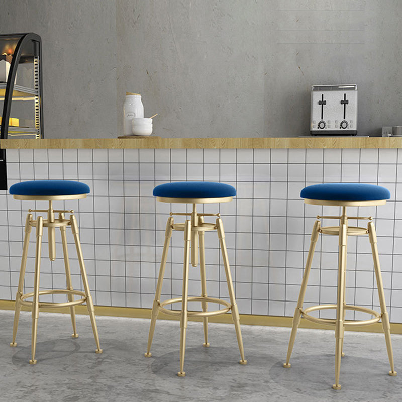 Contemporary Scandinavian Round Triangle Support Liftable Faux Leather Textured Iron Solid Wood Bar Stool Backrest Armless For Dining Room