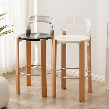 Traditional Chinese Round Curved ABS PC Wood Dining Chair Backrest Armless For Dining Room