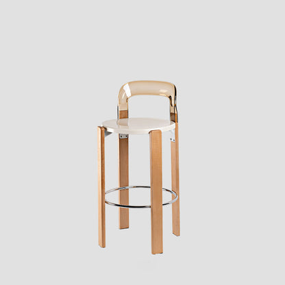 Traditional Chinese Round Curved ABS PC Wood Dining Chair Backrest Armless For Dining Room