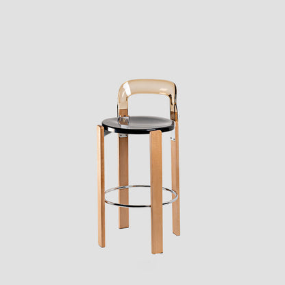 Traditional Chinese Round Curved ABS PC Wood Dining Chair Backrest Armless For Dining Room