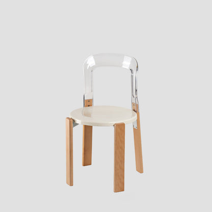 Traditional Chinese Round Curved ABS PC Wood Dining Chair Backrest Armless For Dining Room