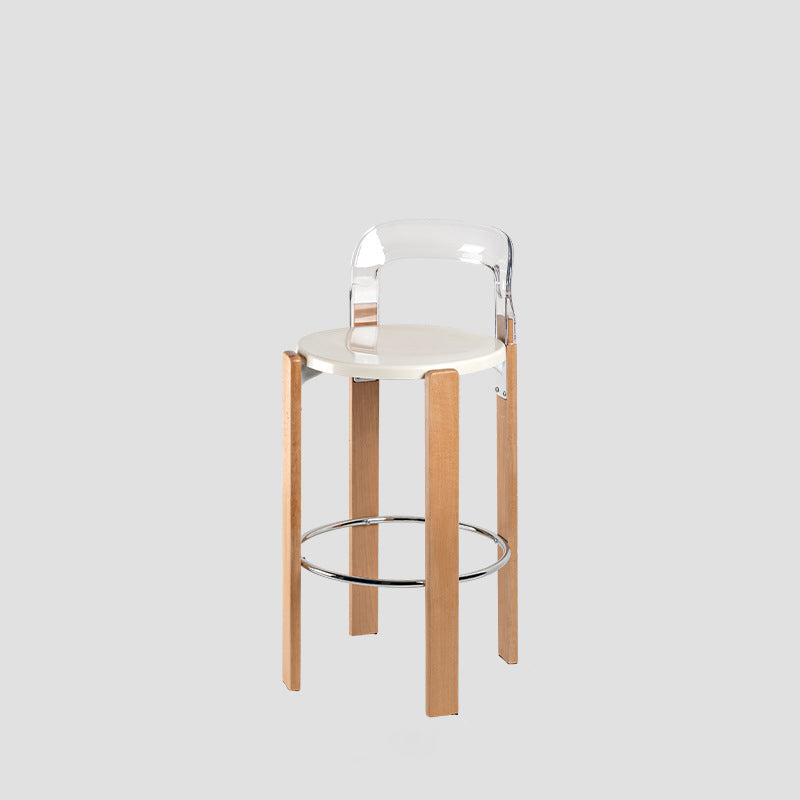 Traditional Chinese Round Curved ABS PC Wood Dining Chair Backrest Armless For Dining Room