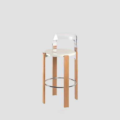 Traditional Chinese Round Curved ABS PC Wood Dining Chair Backrest Armless For Dining Room