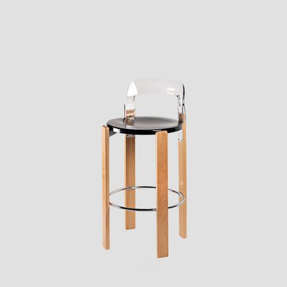 Traditional Chinese Round Curved ABS PC Wood Dining Chair Backrest Armless For Dining Room