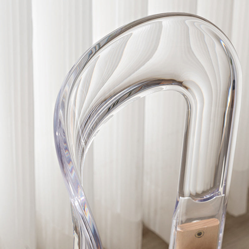 Traditional Chinese Round Curved ABS PC Wood Dining Chair Backrest Armless For Dining Room