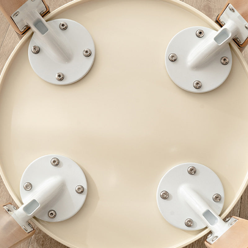 Traditional Chinese Round Curved ABS PC Wood Dining Chair Backrest Armless For Dining Room