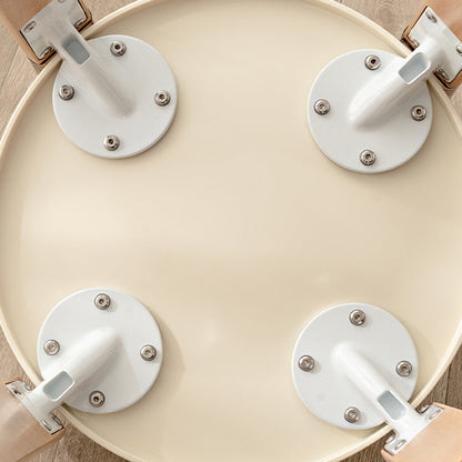 Traditional Chinese Round Curved ABS PC Wood Dining Chair Backrest Armless For Dining Room