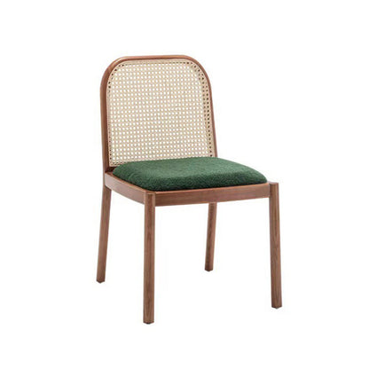 Traditional Chinese Square Round Sleek Hollow Linen Lambswool Leather Rattan Solid Wood Dining Chair Backrest Armless For Dining Room