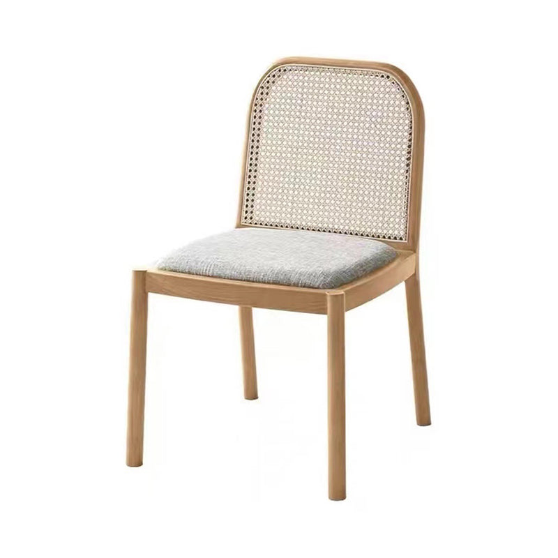Traditional Chinese Square Round Sleek Hollow Linen Lambswool Leather Rattan Solid Wood Dining Chair Backrest Armless For Dining Room