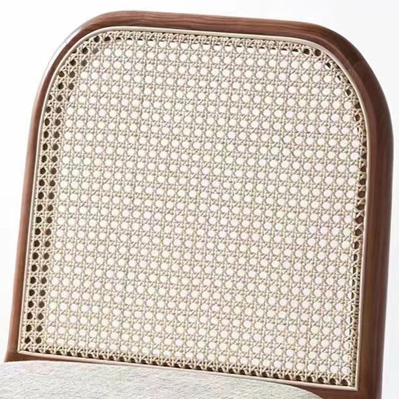 Traditional Chinese Square Round Sleek Hollow Linen Lambswool Leather Rattan Solid Wood Dining Chair Backrest Armless For Dining Room