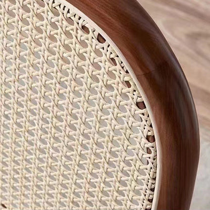 Traditional Chinese Square Round Sleek Hollow Linen Lambswool Leather Rattan Solid Wood Dining Chair Backrest Armless For Dining Room
