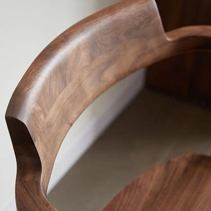 Contemporary Scandinavian Square Curved Rounded Solid Wood Dining Chair Backrest Armrest For Dining Room
