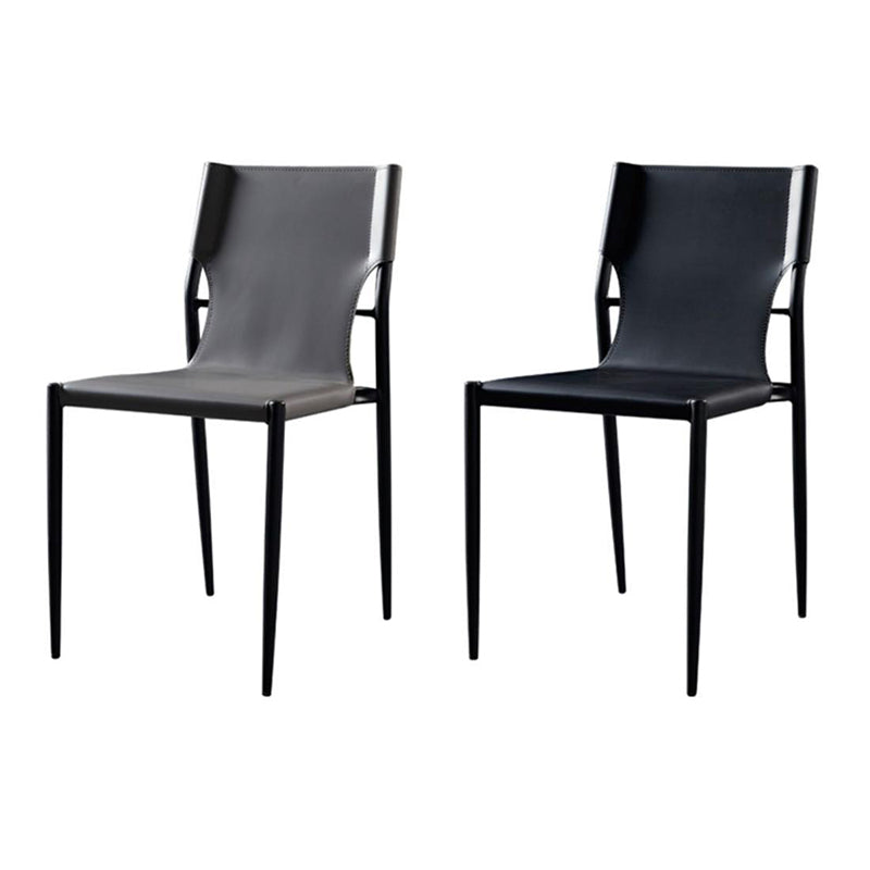 Contemporary Scandinavian Hard Leather Square Saddle Synthetic leather Carbon Steel Metal Dining Chair Backrest For Dining Room