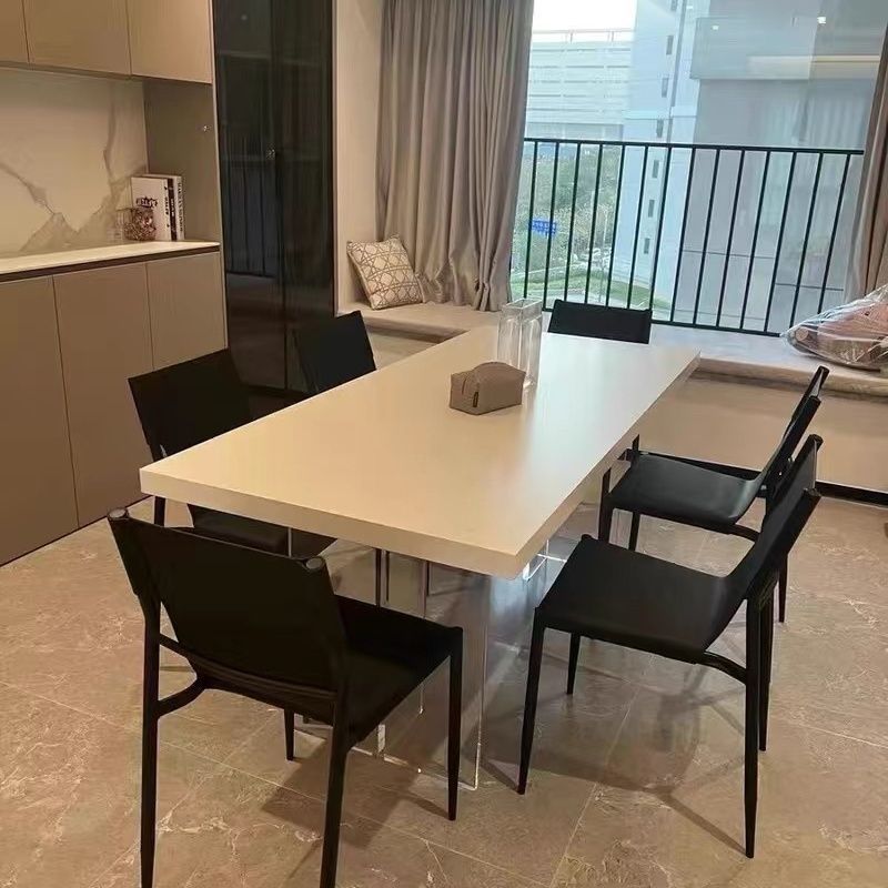 Contemporary Scandinavian Hard Leather Square Saddle Synthetic leather Carbon Steel Metal Dining Chair Backrest For Dining Room