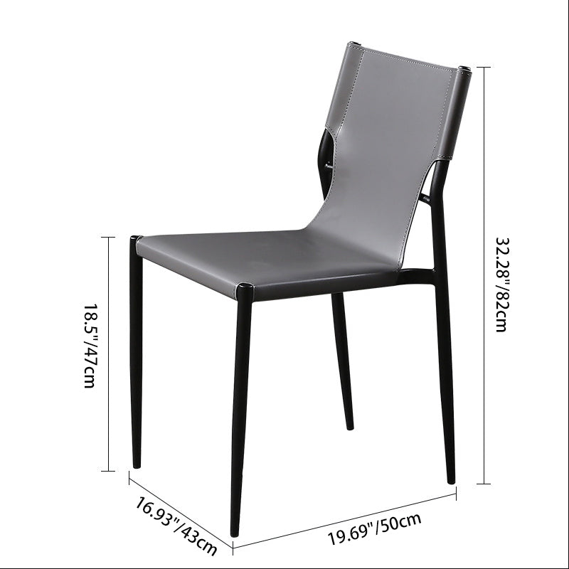 Contemporary Scandinavian Hard Leather Square Saddle Synthetic leather Carbon Steel Metal Dining Chair Backrest For Dining Room