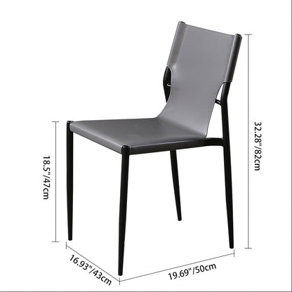 Contemporary Scandinavian Hard Leather Square Saddle Synthetic leather Carbon Steel Metal Dining Chair Backrest For Dining Room